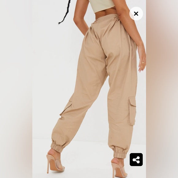 NWT Stone Woven Cut Out Cargo Joggers-12 (UK Size) - Picture 2 of 6